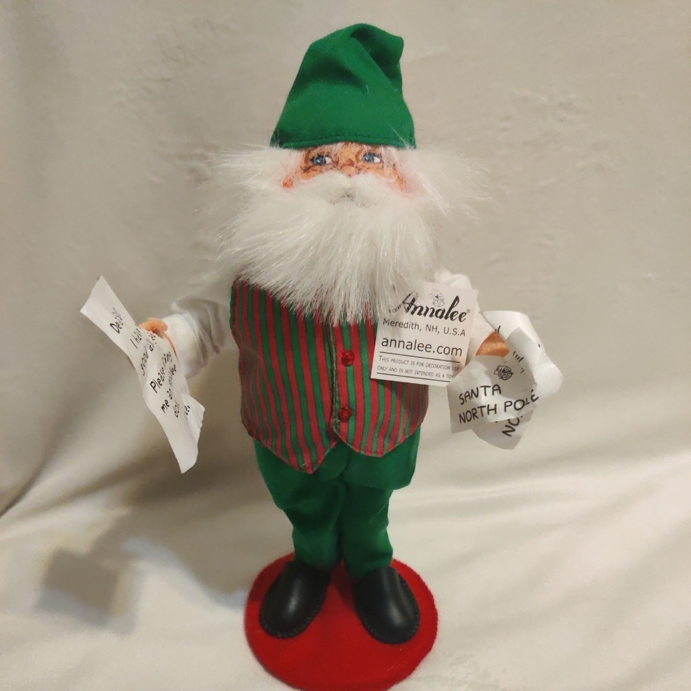 Annalee 2008 9'' Letters To Santa Free Standing Santa Claus With Kids Wish List